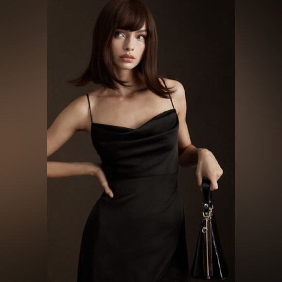 BHLDN REMY COWL-NECK FAUX-WRAP SATIN GOWN - Picture 3 of 5